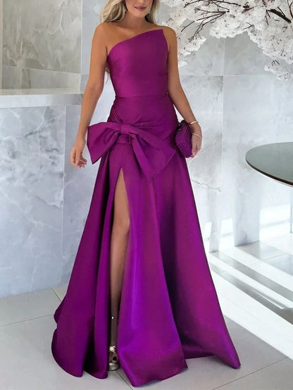 A-Line Princess One-Shoulder Sleeveless Floor-Length Mother Of The Bride Dresses With Split Side