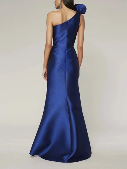 A-Line Princess One-Shoulder Sleeveless Floor-Length Mother of the Bride Dresses with Split Side