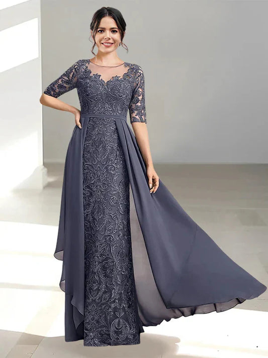A-Line Princess Scoop Floor-Length Mother of the Bride Dresses