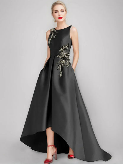 A-Line Princess Scoop Sleeveless Asymmetrical Elegant Mother of the Bride & Groom Dresses with Appliques