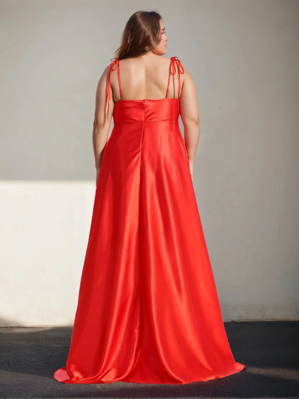 A-Line Princess Spaghetti Straps Sleeveless Floor-Length Bridesmaid Dresses with Split Side