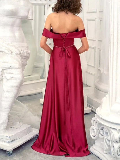 A-Line Princess Strapless Sleeveless Floor-Length Evening Dress