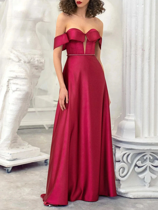A-Line Princess Strapless Sleeveless Floor-Length Evening Dress