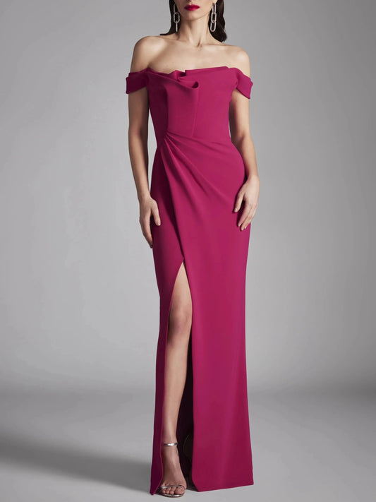 A-Line Princess Strapless Sleeveless Floor-Length Evening Dress with Ruffles