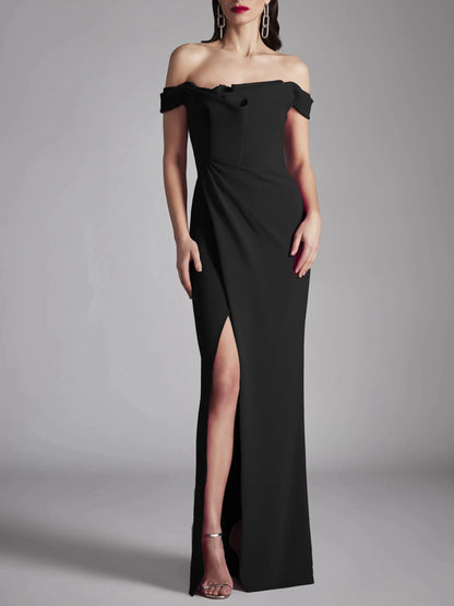 A-Line Princess Strapless Sleeveless Floor-Length Evening Dress with Ruffles