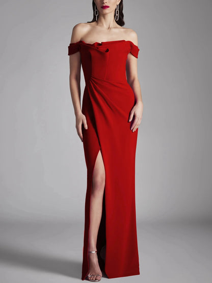 A-Line Princess Strapless Sleeveless Floor-Length Evening Dress with Ruffles