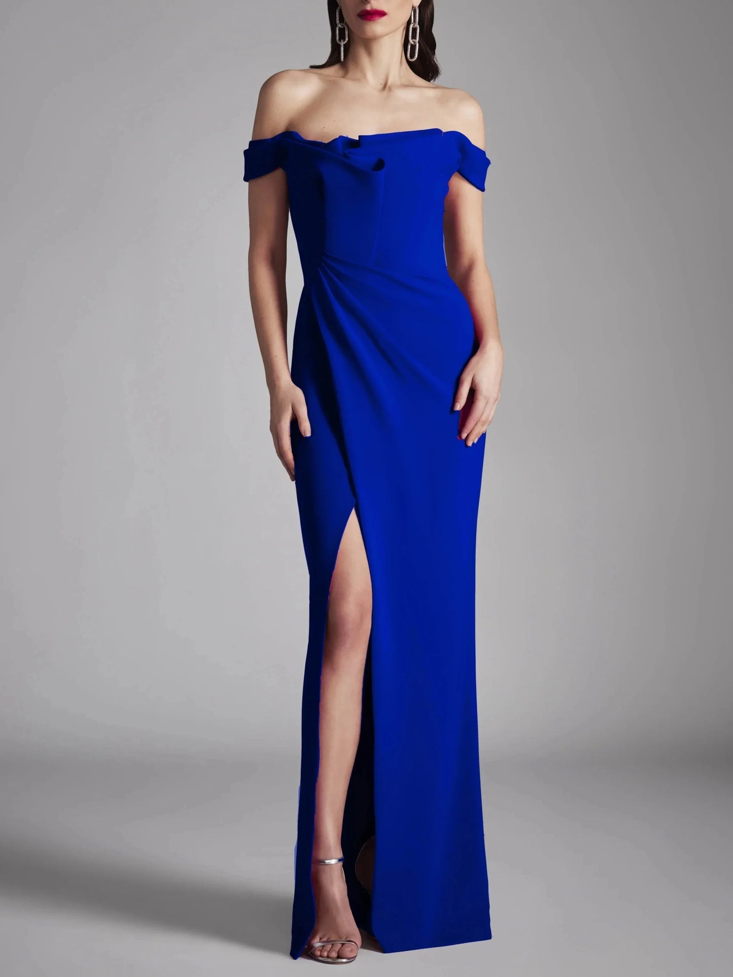 A-Line Princess Strapless Sleeveless Floor-Length Evening Dress with Ruffles