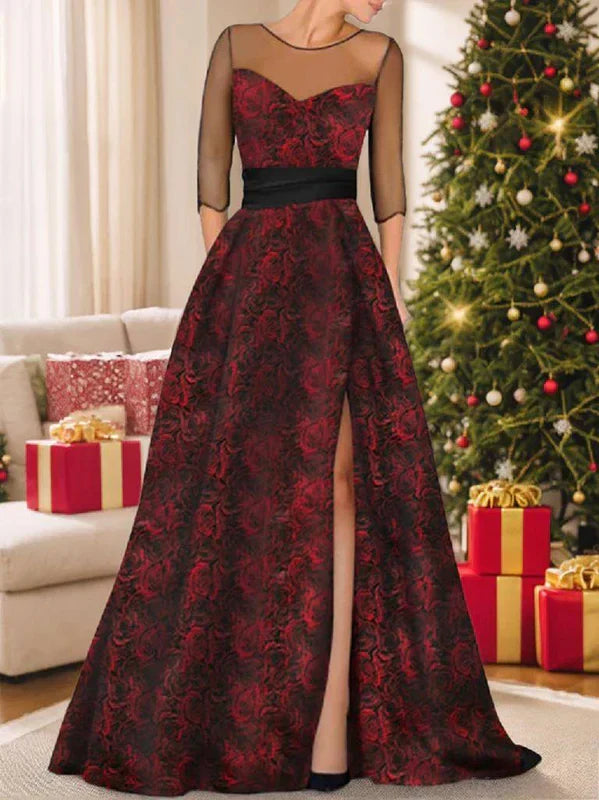 A-Line Princess Sweetheart Mother Of The Bride & Groom Dresses With Printed Flower & High Split