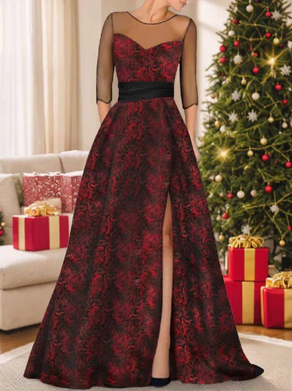 A-Line Princess Sweetheart Mother Of The Bride & Groom Dresses With Printed Flower & High Split
