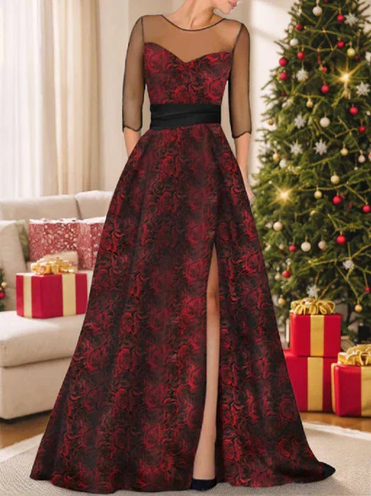 A-Line Princess Sweetheart Mother Of The Bride & Groom Dresses With Printed Flower & High Split