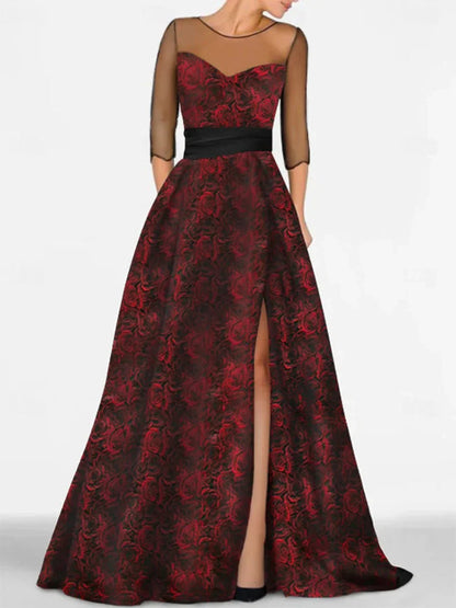 A-Line Princess Sweetheart Mother Of The Bride & Groom Dresses With Printed Flower & High Split