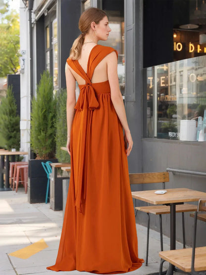 A-Line Princess Sweetheart Neck Sleeveless Floor-Length Bridesmaid Dresses with Ruffles