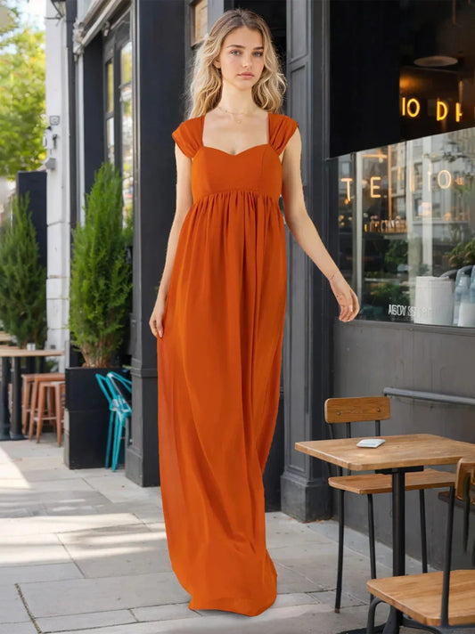 A-Line Princess Sweetheart Neck Sleeveless Floor-Length Bridesmaid Dresses with Ruffles