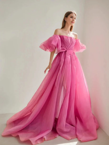 A-Line Princess Sweetheart Off-the-Shoulder Floor Length Formal Dress