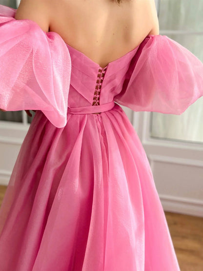 A-Line Princess Sweetheart Off-the-Shoulder Floor Length Formal Dress