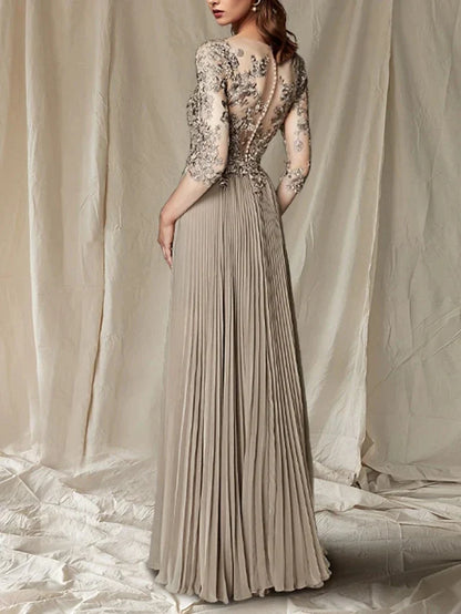 A-Line Princess V-Neck Floor-Length Mother of the Bride Dresses