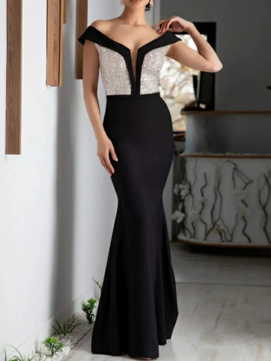 A-Line Princess V-Neck Short Sleeves Floor-Length Mother of the Bride Dresses with Sequin