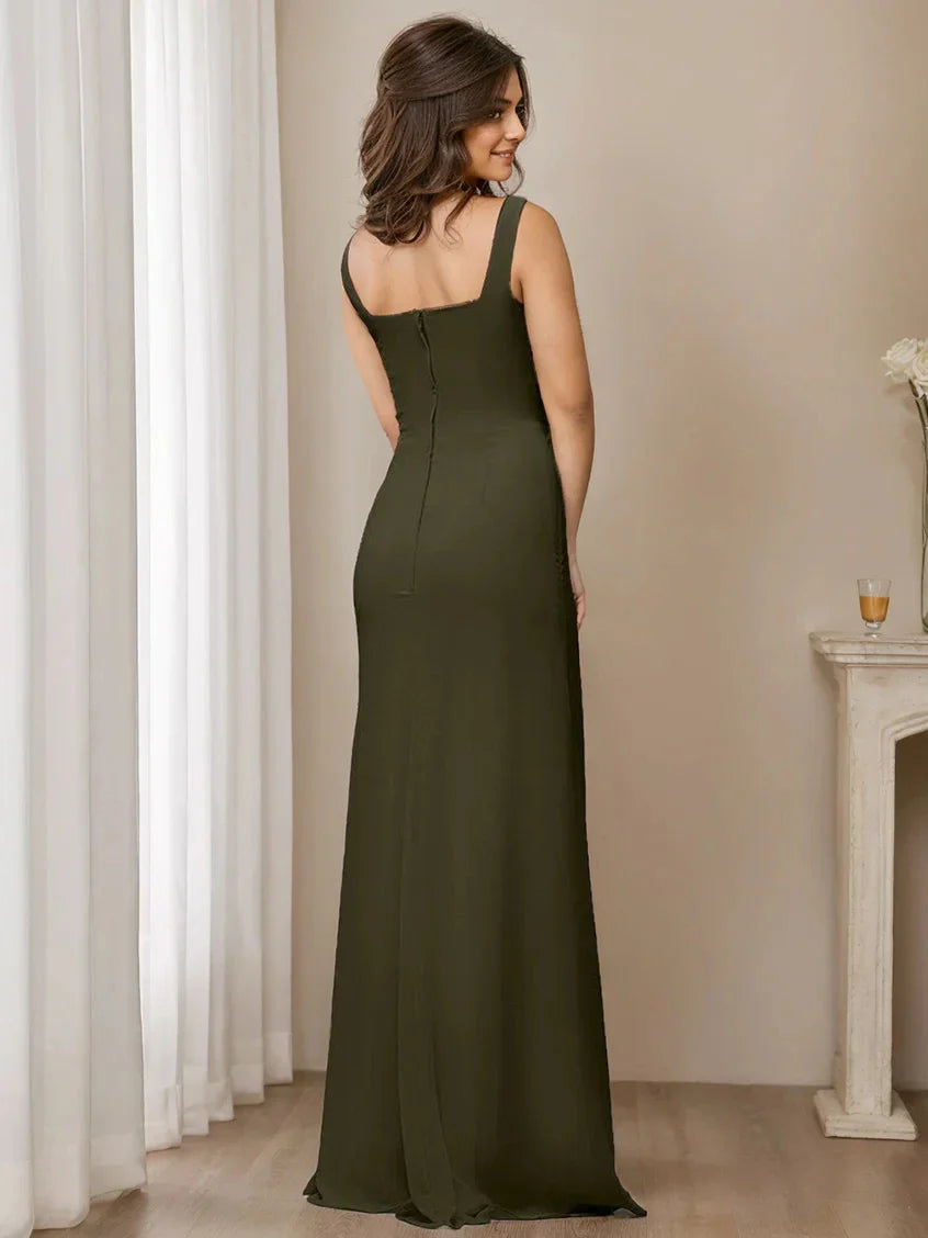 A-Line Princess V-Neck Sleeveless Floor-Length Bridesmaid Dresses