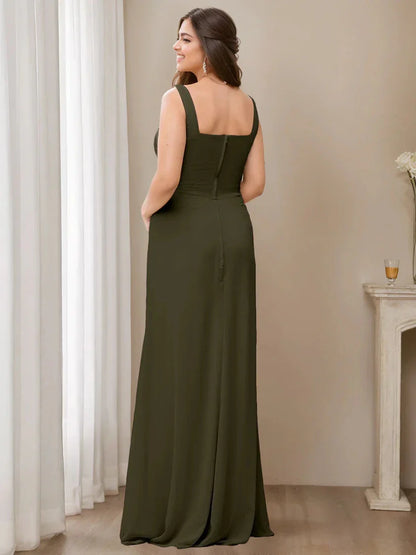 A-Line Princess V-Neck Sleeveless Floor-Length Bridesmaid Dresses