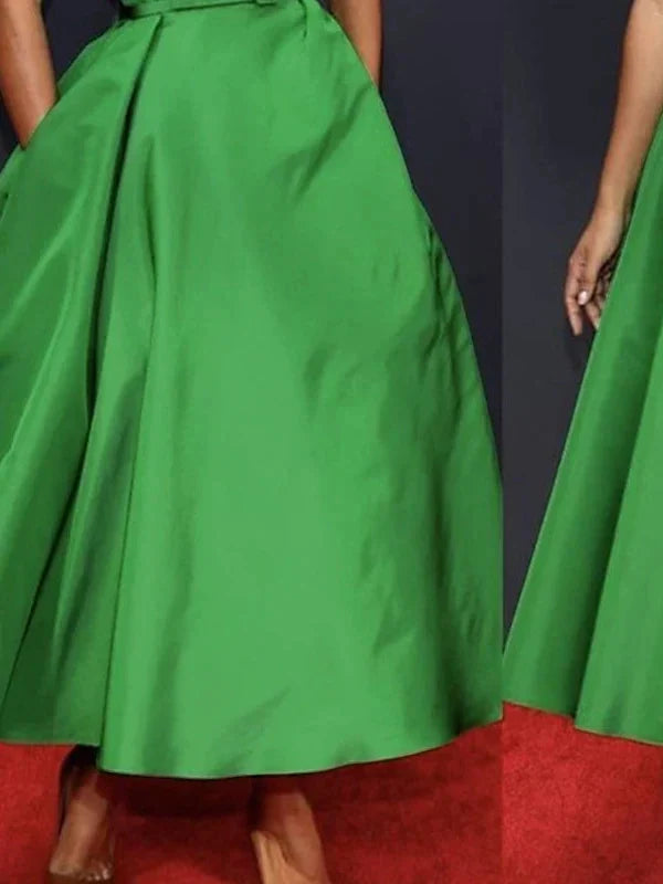 A-Line Sleeveless Off Shoulder Ankle Length Ruched Mother of the Bride Dresses