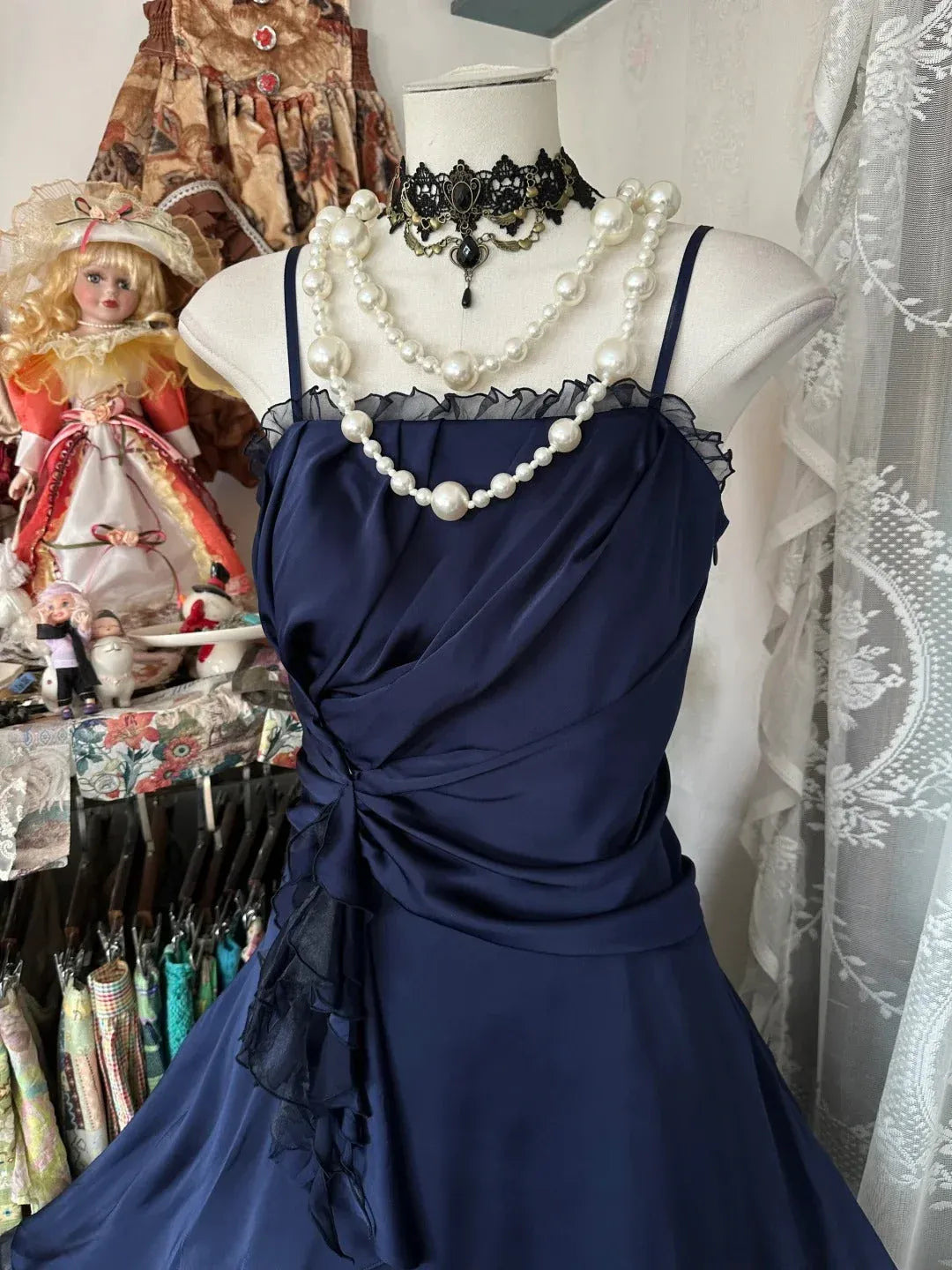 Elegant A-Line Ruffled Ruched Lace-Up Back Navy Mini Homecoming Dress for Women