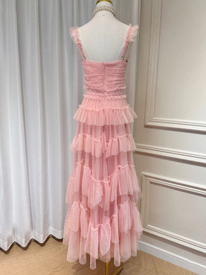 A-line Backless Dresses For Women Square Collar Sleeveless High Waist Solid Dress Female Fashion Clothing Prom Dress