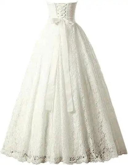 A-line Sweetheart Floor Length Lace Wedding Dresses Bridal Gown
