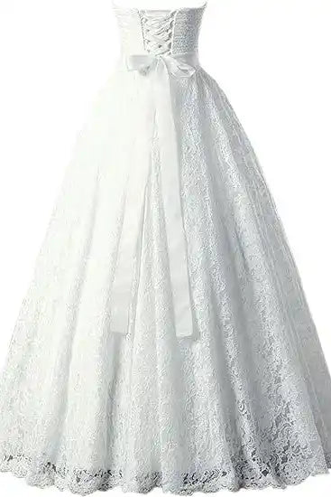 A-line Sweetheart Floor Length Lace Wedding Dresses Bridal Gown
