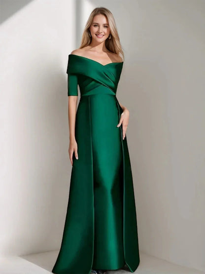 A Line Princess Off-the-Shoulder 12 Sleeves Elegant Mother of the Bride Dresses