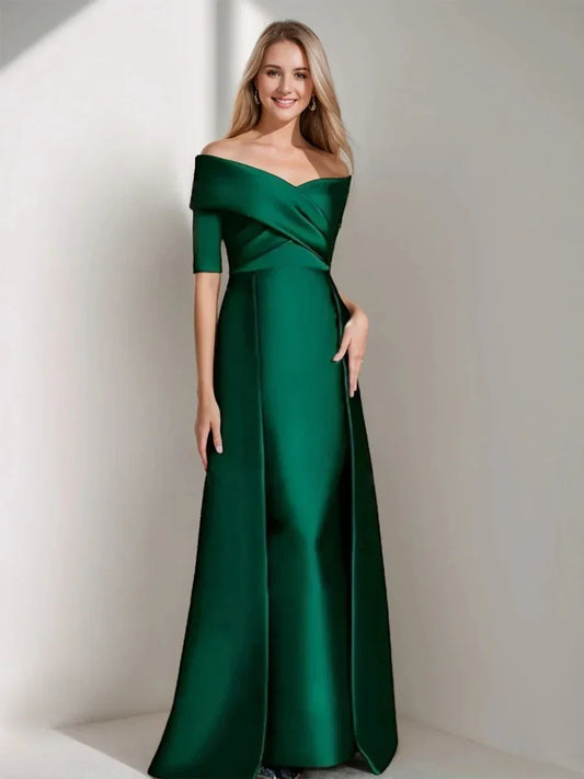 A Line Princess Off-the-Shoulder 12 Sleeves Elegant Mother of the Bride Dresses