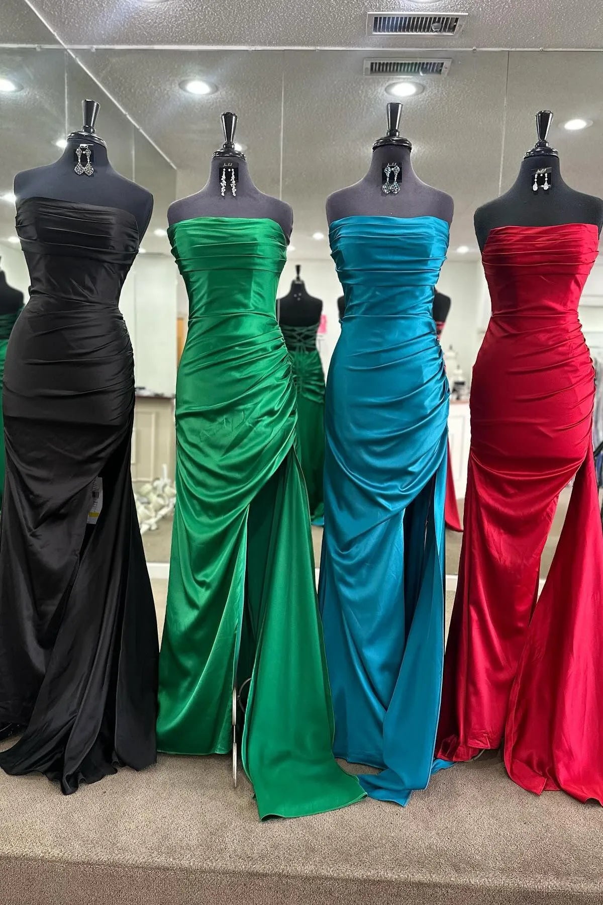 Affordable Mermaid Off the Shoulder Sleeveless Backless Satin Floor-Length Prom Dress