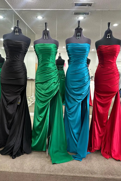 Affordable Mermaid Off the Shoulder Sleeveless Backless Satin Floor-Length Prom Dress