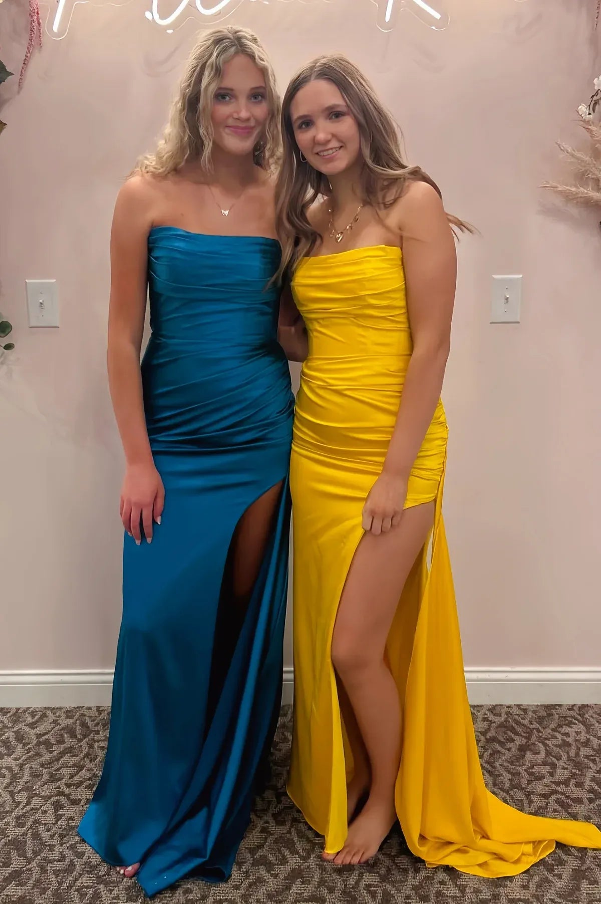 Affordable Mermaid Off the Shoulder Sleeveless Backless Satin Floor-Length Prom Dress