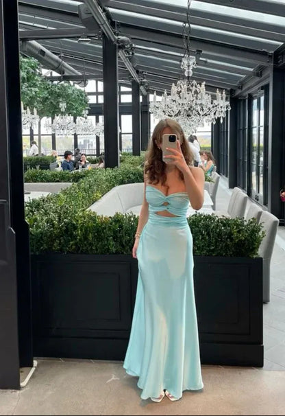 Affordable Mermaid Strapless Sleeveless Pleated Satin Floor-Length Prom Dress