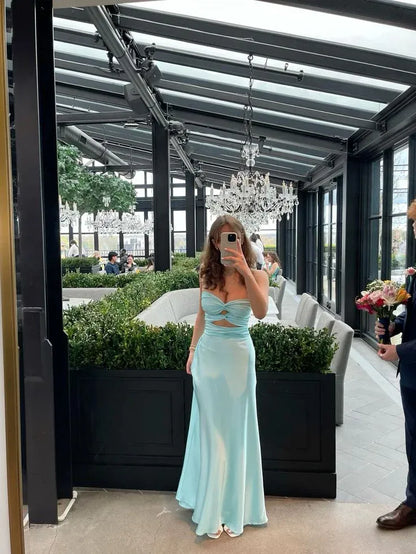 Affordable Mermaid Strapless Sleeveless Pleated Satin Floor-Length Prom Dress