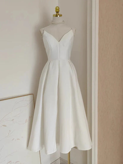 A line Little Black Satin Guest Dress for Wedding Women Birthday Dresses
