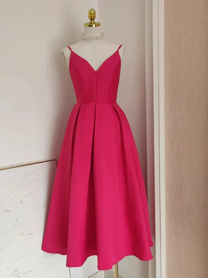A line Little Black Satin Guest Dress for Wedding Women Birthday Dresses