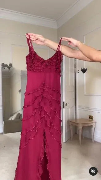 Alluring Mermaid Sweetheart Cold Shoulder Zipper Back High Slit Floor-Length Burgundy Evening Dress