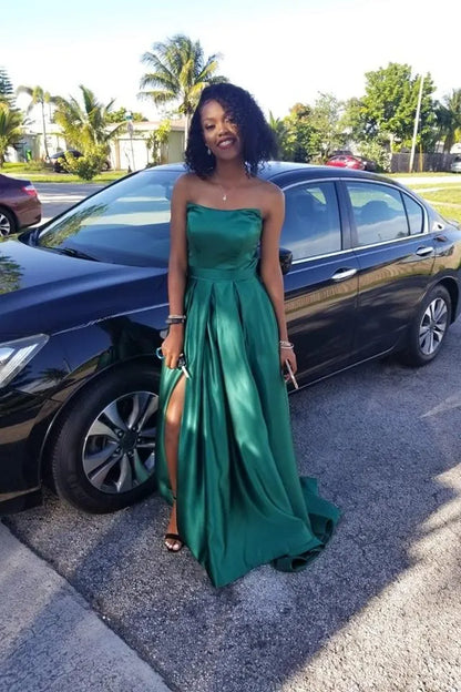 Bargain A-Line Strapless Sleeveless Lace Up Floor-Length Prom Dress
