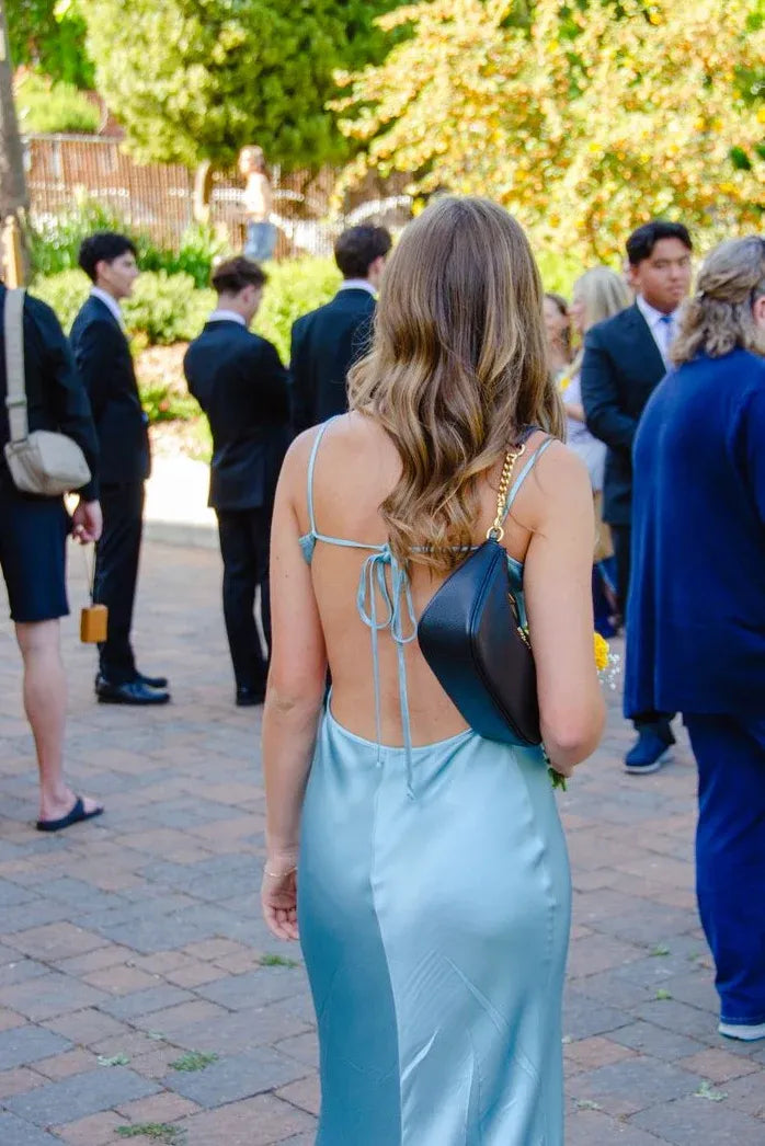 Bargain Fitted V Neck Sleeveless Backless Satin Floor-Length Prom Dress