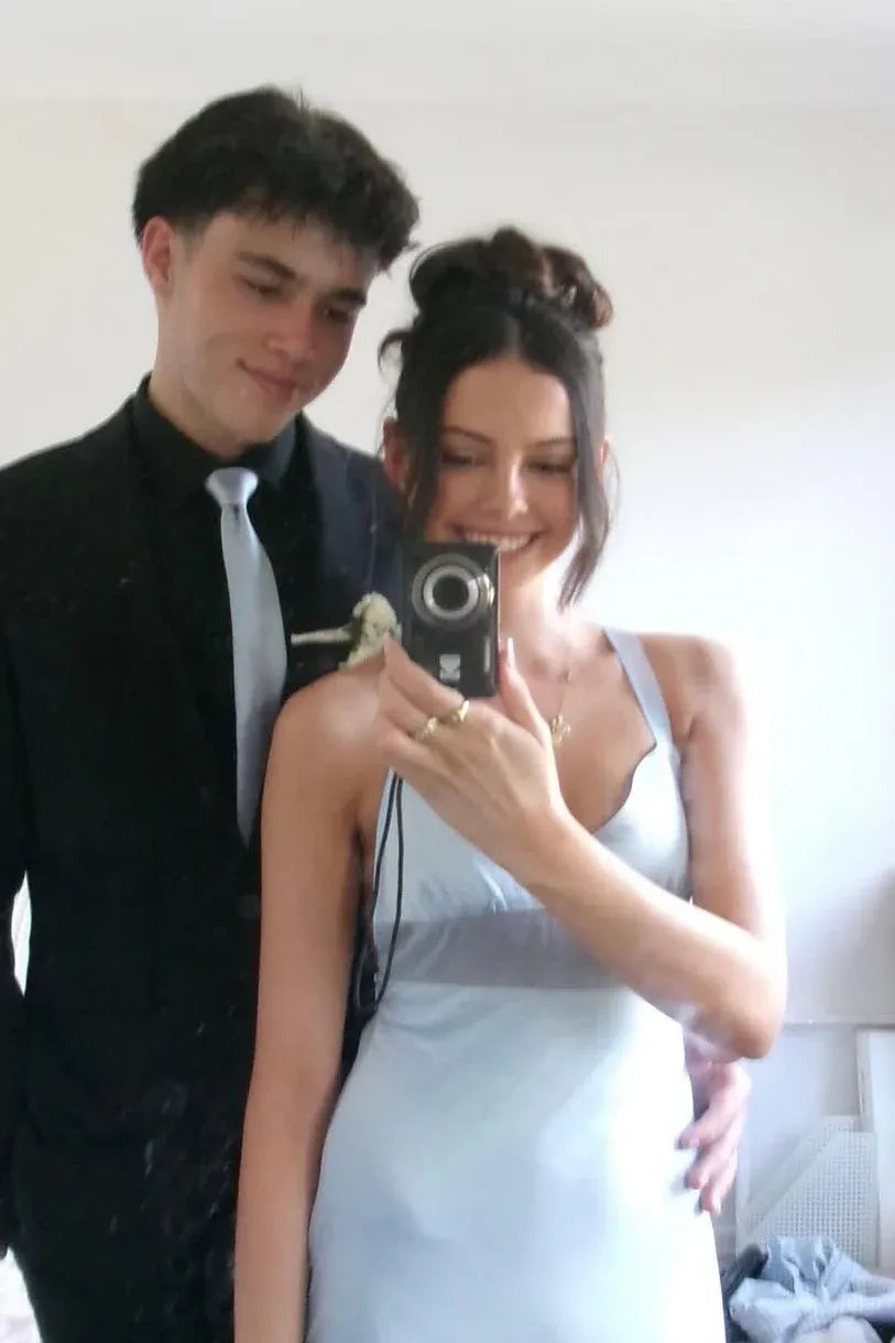 Bargain Mermaid V Neck Sleeveless Backless Satin Floor-Length Prom Dress