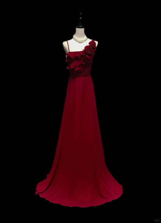 Beautiful A-Line Asymmetrical Neck Sleeveless Backless Chiffon Floor-Length Prom Dress