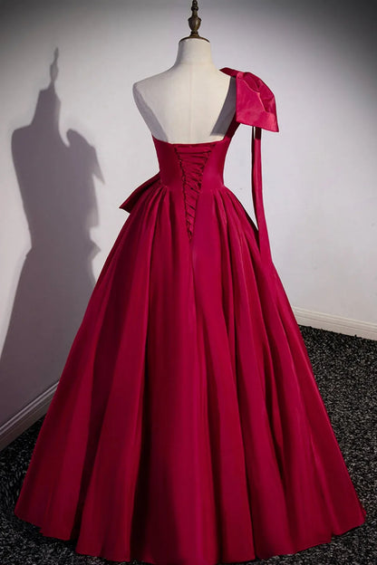 Beautiful A-Line One Shoulder Sleeveless Lace Up Floor Length Prom Dress