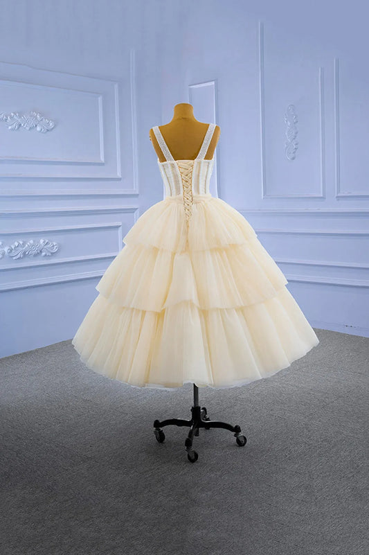 Beautiful A-Line Sweetheart Sleeveless Lace Up Tea-Length Prom Dress
