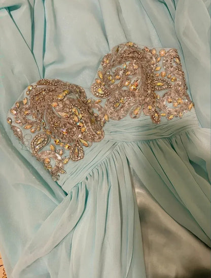 Beautiful A-Line Sweetheart Sleeveless Pleated Chiffon Maxi Dress Prom Dress