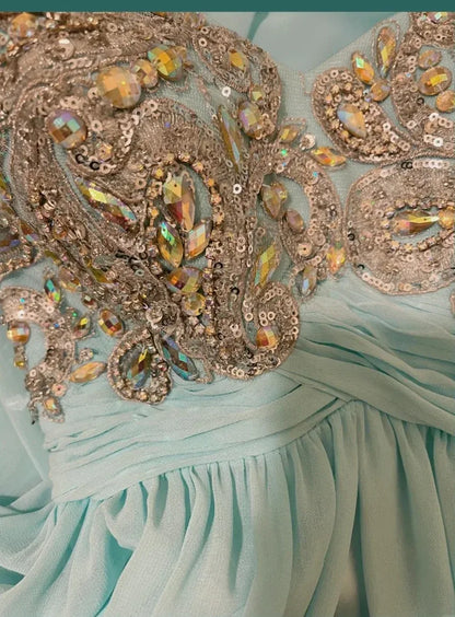 Beautiful A-Line Sweetheart Sleeveless Pleated Chiffon Maxi Dress Prom Dress
