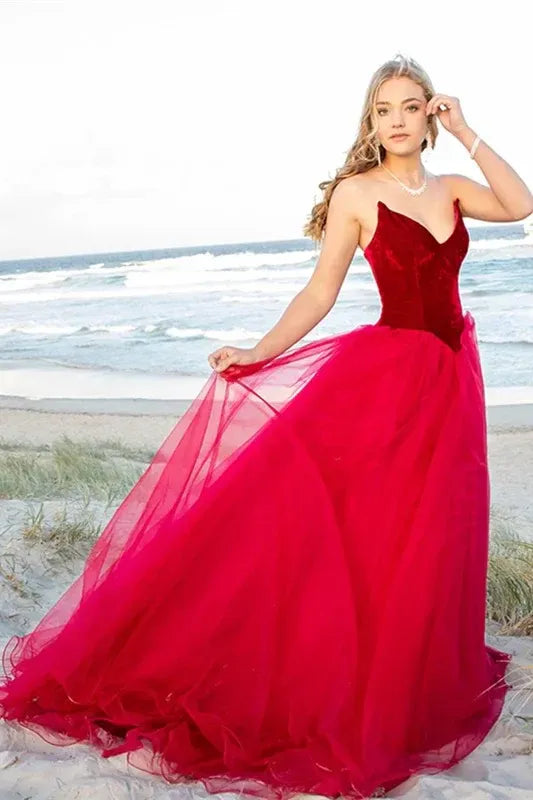 Beautiful A-Line V Neck Sleeveless Zipper Up Sweep/Brush Train Prom Dress