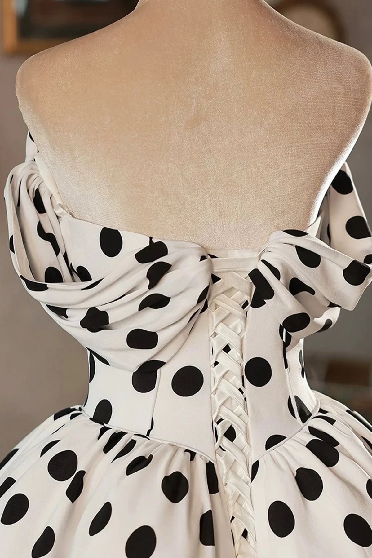 Beautiful A-line Off the Shoulder Dropped Shoulder Sleeves Lace Up Tea-Length Homecoming Dress