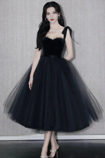 Black Tulle Short Prom Dresses A-Line Homecoming Party Dresses