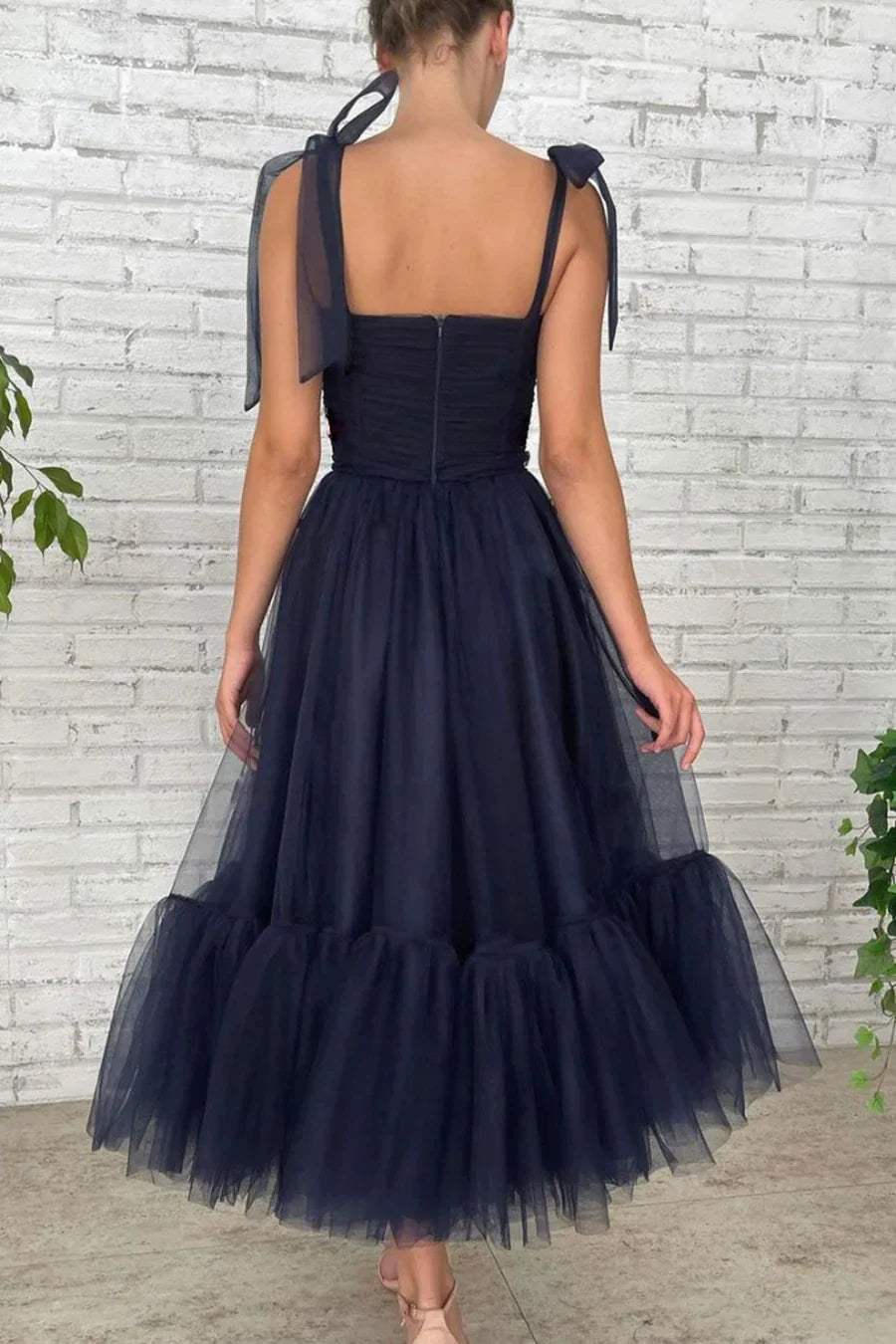 Blue Tulle Short Prom Dresses Cute A-Line Homecoming Party Dresses